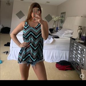 Blue print Razorback tank top